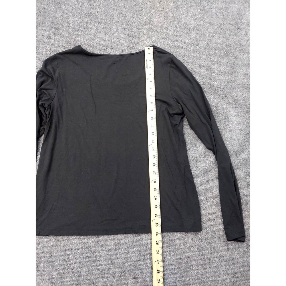 Eileen Fisher Top Large Black Long Sleeve Round Neck Stretch Minimalist - Picture 5 of 9